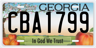 GA license plate CBA1799