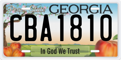GA license plate CBA1810