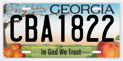 GA license plate CBA1822