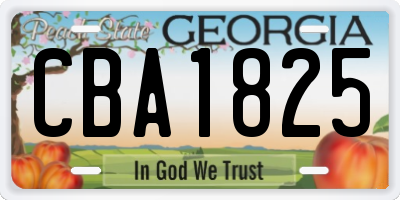 GA license plate CBA1825