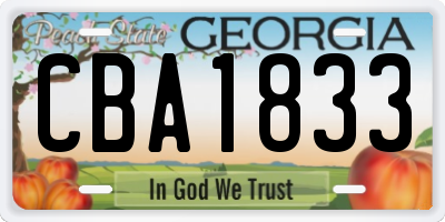 GA license plate CBA1833