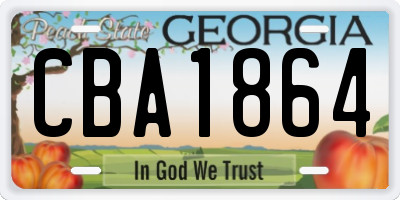 GA license plate CBA1864