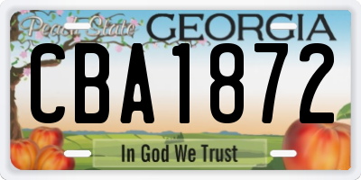 GA license plate CBA1872