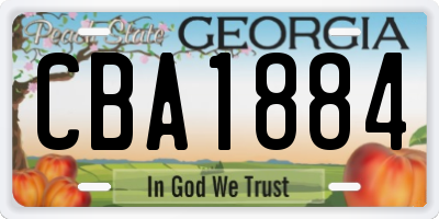 GA license plate CBA1884