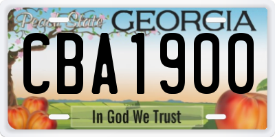 GA license plate CBA1900