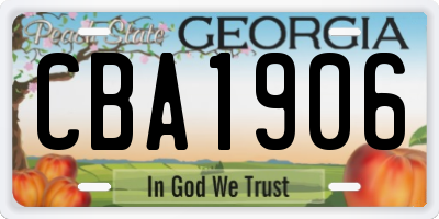 GA license plate CBA1906