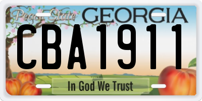 GA license plate CBA1911