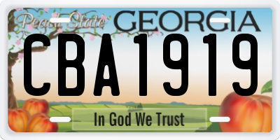 GA license plate CBA1919