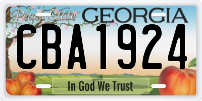 GA license plate CBA1924