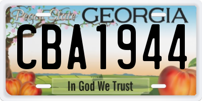 GA license plate CBA1944