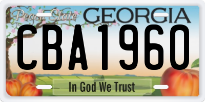 GA license plate CBA1960