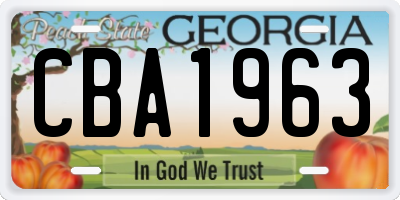 GA license plate CBA1963