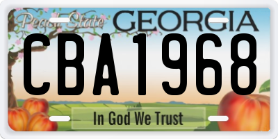 GA license plate CBA1968