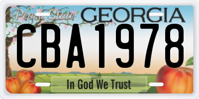 GA license plate CBA1978