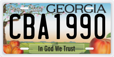 GA license plate CBA1990