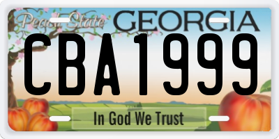 GA license plate CBA1999