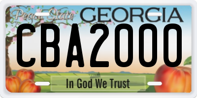 GA license plate CBA2000