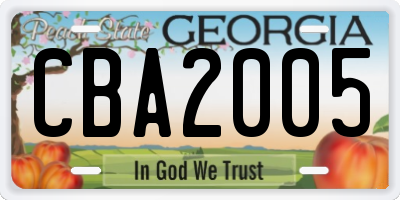 GA license plate CBA2005