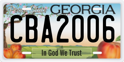 GA license plate CBA2006