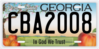 GA license plate CBA2008