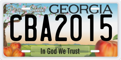 GA license plate CBA2015