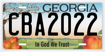GA license plate CBA2022