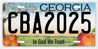 GA license plate CBA2025