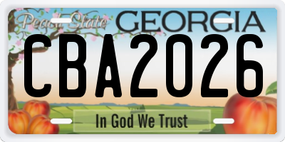 GA license plate CBA2026