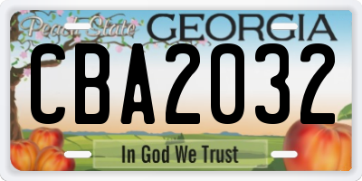 GA license plate CBA2032