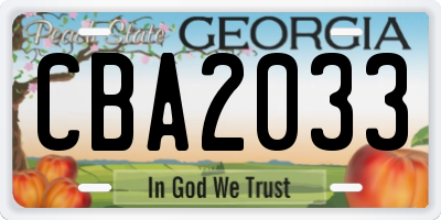 GA license plate CBA2033