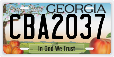 GA license plate CBA2037