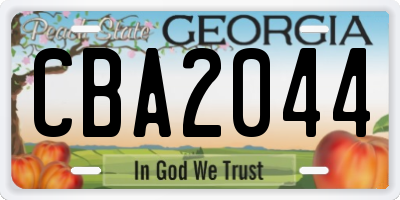 GA license plate CBA2044