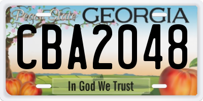 GA license plate CBA2048
