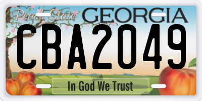 GA license plate CBA2049