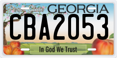 GA license plate CBA2053