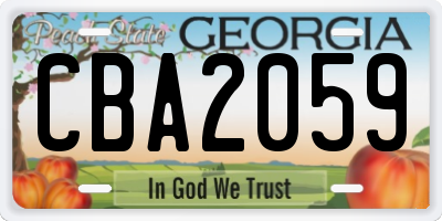 GA license plate CBA2059