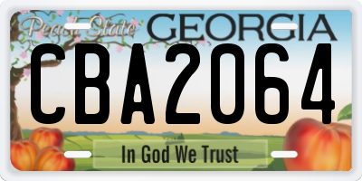GA license plate CBA2064