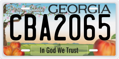GA license plate CBA2065