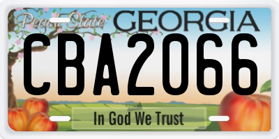 GA license plate CBA2066