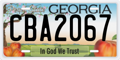 GA license plate CBA2067