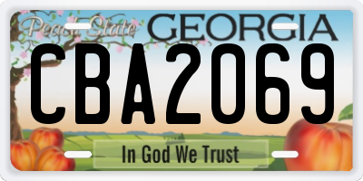 GA license plate CBA2069
