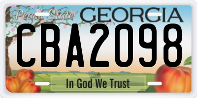 GA license plate CBA2098