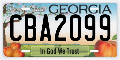 GA license plate CBA2099