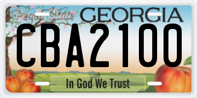 GA license plate CBA2100