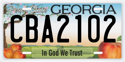 GA license plate CBA2102