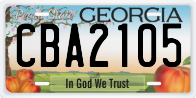 GA license plate CBA2105