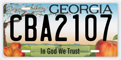 GA license plate CBA2107