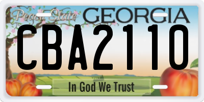 GA license plate CBA2110