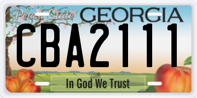 GA license plate CBA2111