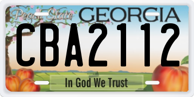 GA license plate CBA2112